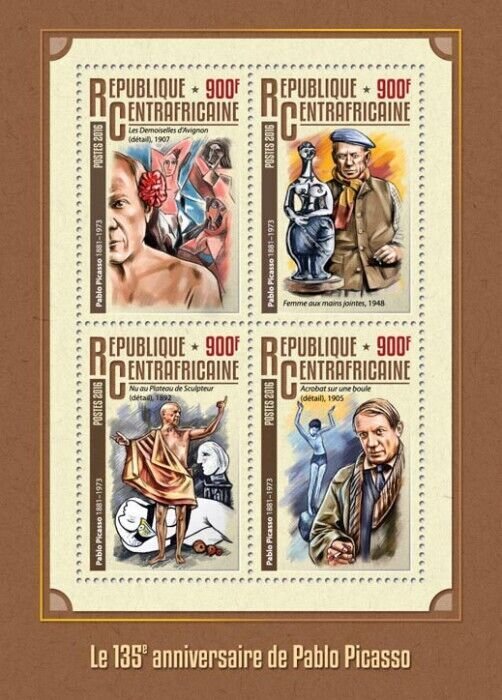 2016 Centrafrique - Pablo Picasso. Y&T: 4392-4395; Michel: 6190-9193