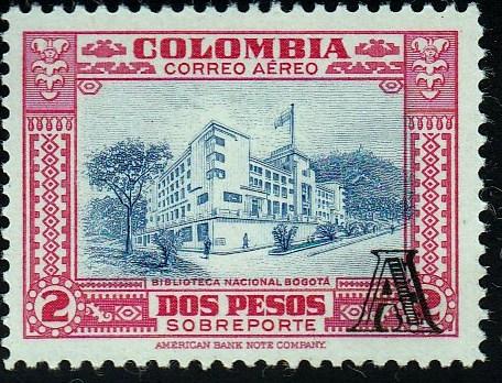 Colombia #C214, Type of 1941 Overprint,1951. Unused, Lt. HM