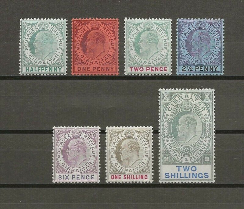 GIBRALTAR 1904/08 SG 56/62 MINT Cat £240