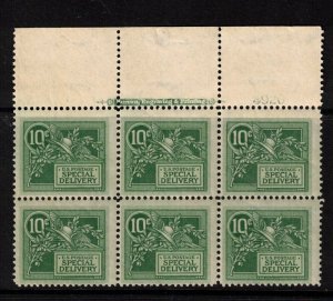 USA #E7 Mint Fine - Very Fine Top Plate Block Of Six