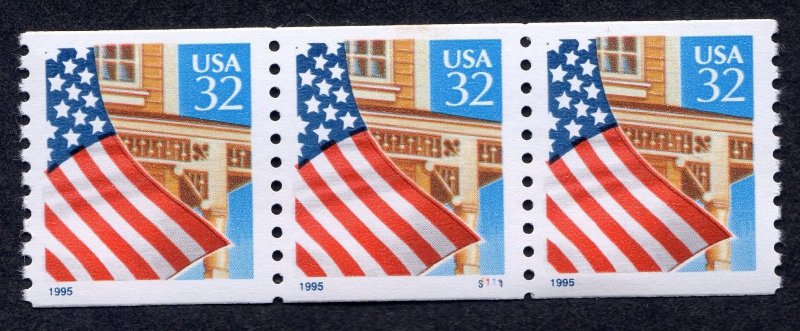 Scott #2914 Flag Over Porch Plate Number Coil (PNC3) of 3 Stamps - MNH P#S111