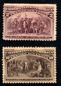 #231, 237 COLUMBIANS Two Cents, Ten Cents Unused no gum⭐⭐⭐⭐⭐