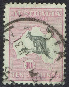 AUSTRALIA 1929 KANGAROO 10/- SMALL MULTI WMK USED 