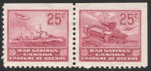 CANADA 1940 25c War Savings Stamps, Van Dan FWS7,FWS10 Unused Pair Hinged