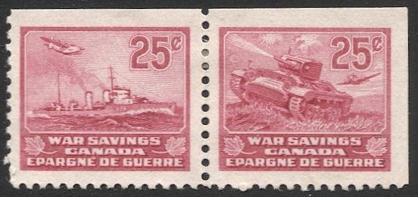 CANADA 1940 25c War Savings Stamps, Van Dan FWS7,FWS10 Unused Pair Hinged