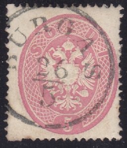 1863 LOMBARDO VENETO, 5 soldi rosa CANCELLATION BURGAS Points 12 Signed Sorani