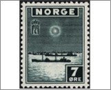 Norway Mint NK 332 Escort ships 7 Øre Green black
