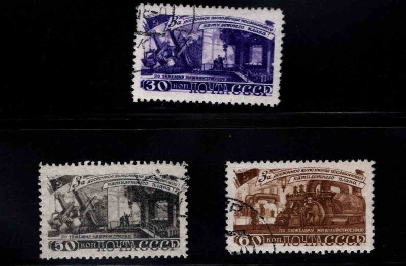 Russia Scott 1272-1274 Used CTO Iron and machinery industry stamps 1948