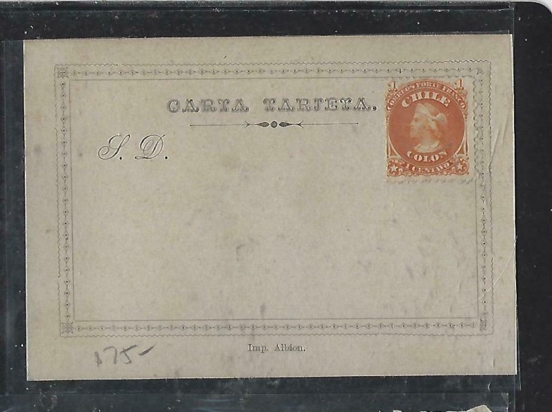 CHILE  (P3108B)  COLUMBUS 1C ON CARTA, TARTETA  UNUSED