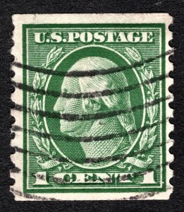 US 1914 1¢ Washington Vertical Coil Stamp #443 Used CV $45