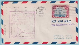 UNITED STATES FIRST FLIGHT COVER - 1928 FROM FLINT MICHIGAN - CV061