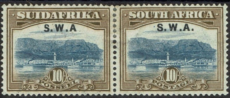 SOUTH WEST AFRICA 1927 TABLE MOUNTAIN 10/- PAIR VARIETY STOP PARTIALLY MISSING