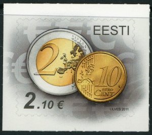 Estonia #687 Euro Coins 2€ Postage Stamp 2011 Europe Eesti MNH