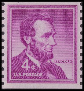 US 1058 Abraham Lincoln 4c coil single (1 stamp) MNH 1958