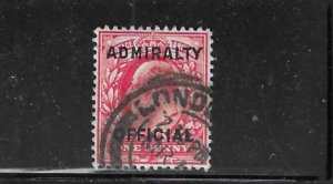 GREAT BRITAIN SCOTT #O79 1903 ADMIRALTY OFFICIAL OVPT 1P (CARMINE) -USED