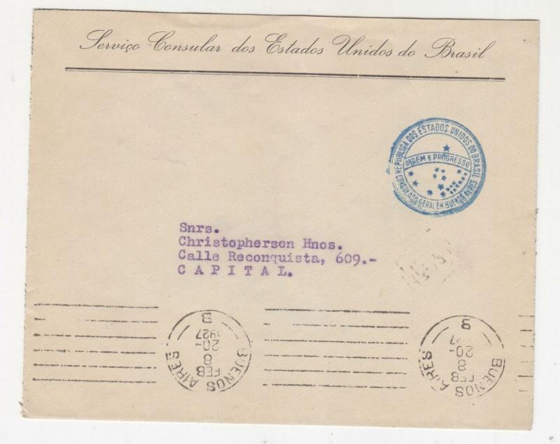 ARGENTINA, 1927 cover, Brazil Consulate, Buenos Aires, local.