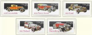 US#2381-85  $0.25  Classic Automobiles   (MNH) CV $3.75