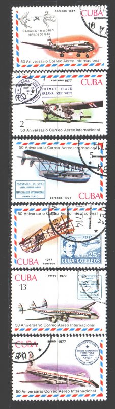 Cuba. 1977. 2248-53. Planes, stamps on stamps. USED.