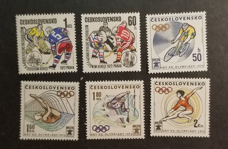 Czechoslovakia 1972 Ice Hockey Olympics Stamp Set Lot Unused Mint MNH OG z3645