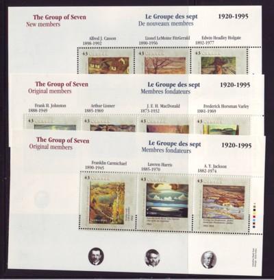 Canada Sc  1559-61 1995 Group of 7 Paintings stamp sheets mint NH