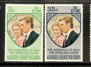 Gilbert & Ellice 216-17 MNH 1973 Princess Anne's Wedding