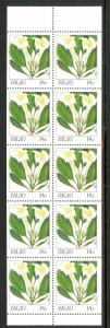 PALAU 1987-88 14c Indigenous Flowers Booklet Pane of 10 Scott No. 130a MNH