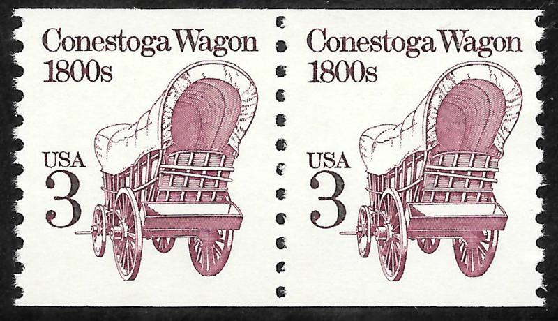 Sc 2252a  3¢ Conestoga Wagon Coil Pair Dull Gum, MNH