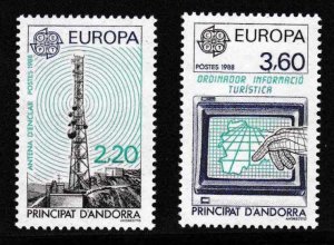 Andorra (French) 1988 EUROPA Issue Scott 363-364 Telecommunications VF/NH/(**)