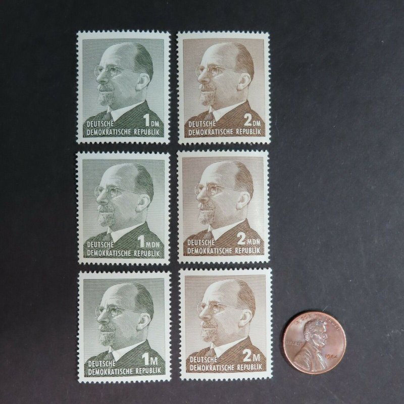 HuskyStamps ~ Germany DDR #590B-590C, 751-752, 1113-1114, set of 6, MNH, 6 pics