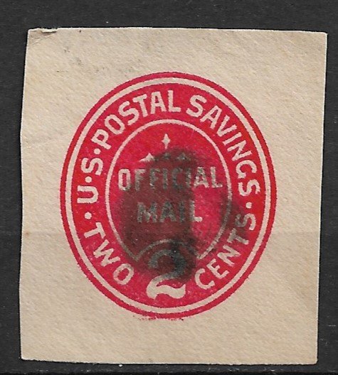 1911 USA UO72 Postal Saving 2¢ cut square used