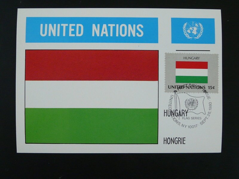 national flag of Hungary maximum card United Nations UNO 1980