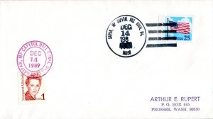 Mariana Islands 1c Mitchell Great Americans and 25c Flag and Clouds 1989 Saip...