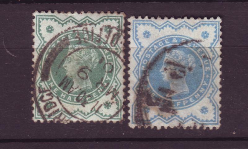 J19721 Jlstamps 1900 great britain used 124,blue green 124 blue changeling queen