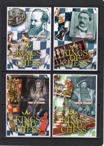 Myanmar 2001 KINGS OF CHESS 12 Souvenir Sheets Perforated MNH