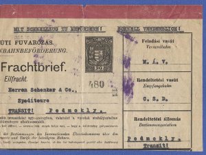 HUNGARY 1917 Revenue Paper, Railway Bill of Lading, Bft 7, Used Komarno 1934