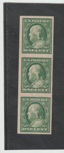 US  Scott #343 Imperf strip of 3 MNH 2 Stamps top stamp MLH