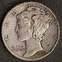 1944-S Mercury Dime - F