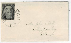 1860's Newburgh, Penn cancel on cover, 2c Black Jack, Scott 73