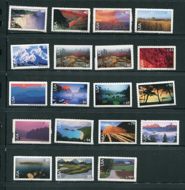 C133 - C150 C138b Scenic American Landscapes 19 Air Mail Stamps MNH