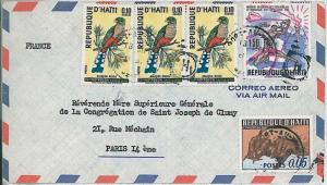 29185  - HAITI - POSTAL HISTORY -  AIRMAIL COVER  to FRANCE 1969  BIRDS shells
