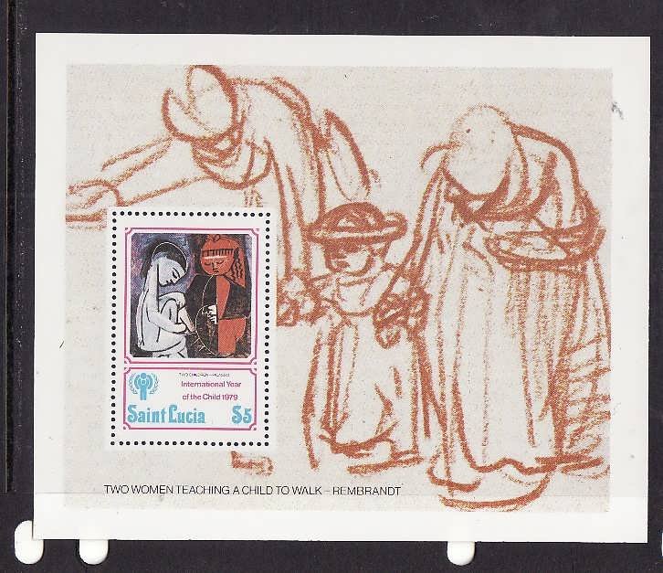 St Lucia-Sc#477-unused NH sheet-Paintings-Year of the Child-1979-