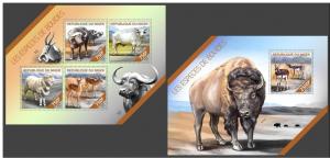  NIGER 2014 2 SHEETS nig14219ab SPECIES BOVIDES DEER SHEEP