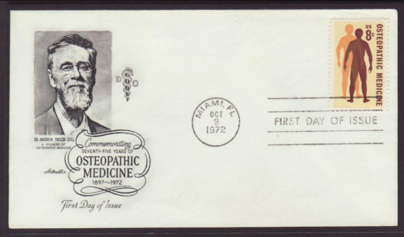 US Osteopathic Medicine 1972 Artmaster U/A FDC BIN