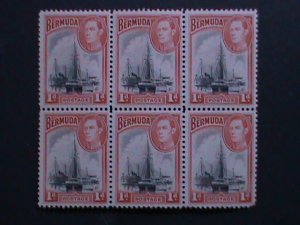 ​BERMUDA -1938 SC #118- KING GEORGE VI & HAMILTON HARBOR MNH BLOCK OF 6 OG VF