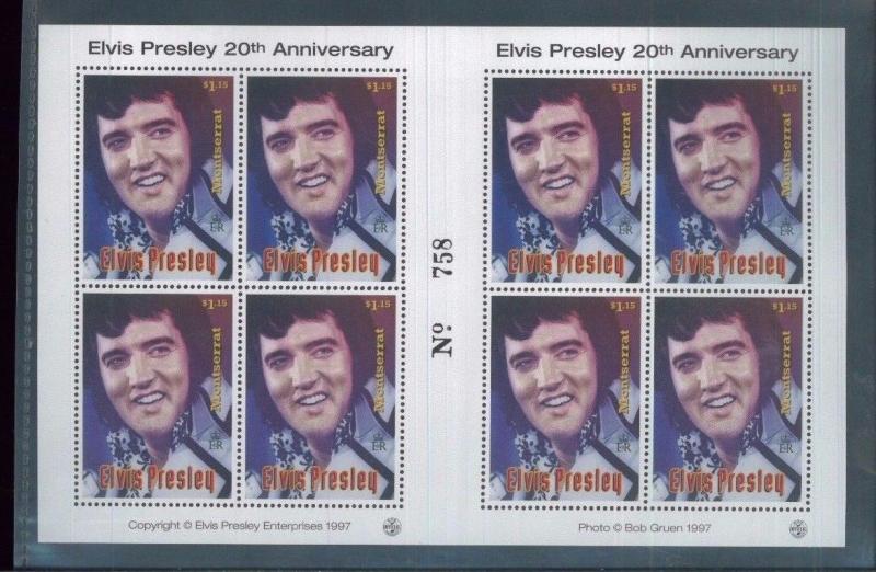 ELVIS PRESLEY Block of Four x2 #923 MNH - Montserrat E14