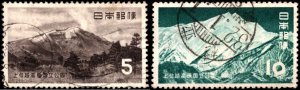 Japan #600-601, Complete Set(2), 1954, Mountains, Used