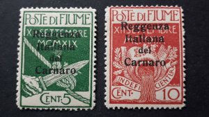 Fiume 1920. - Carnaro 5c and 10c * 2x MH Mi 3-4