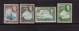 Bermuda 1938 Sc 119,120A,121D,122 MH/MNH