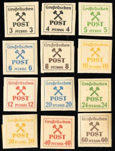 Grobraschen Stamps # Mi31y-42y MLH VF Locals