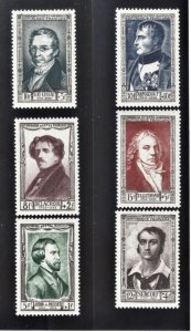 France #B258-63 Famous People (1951) VF NH Scott Catalog $45.00